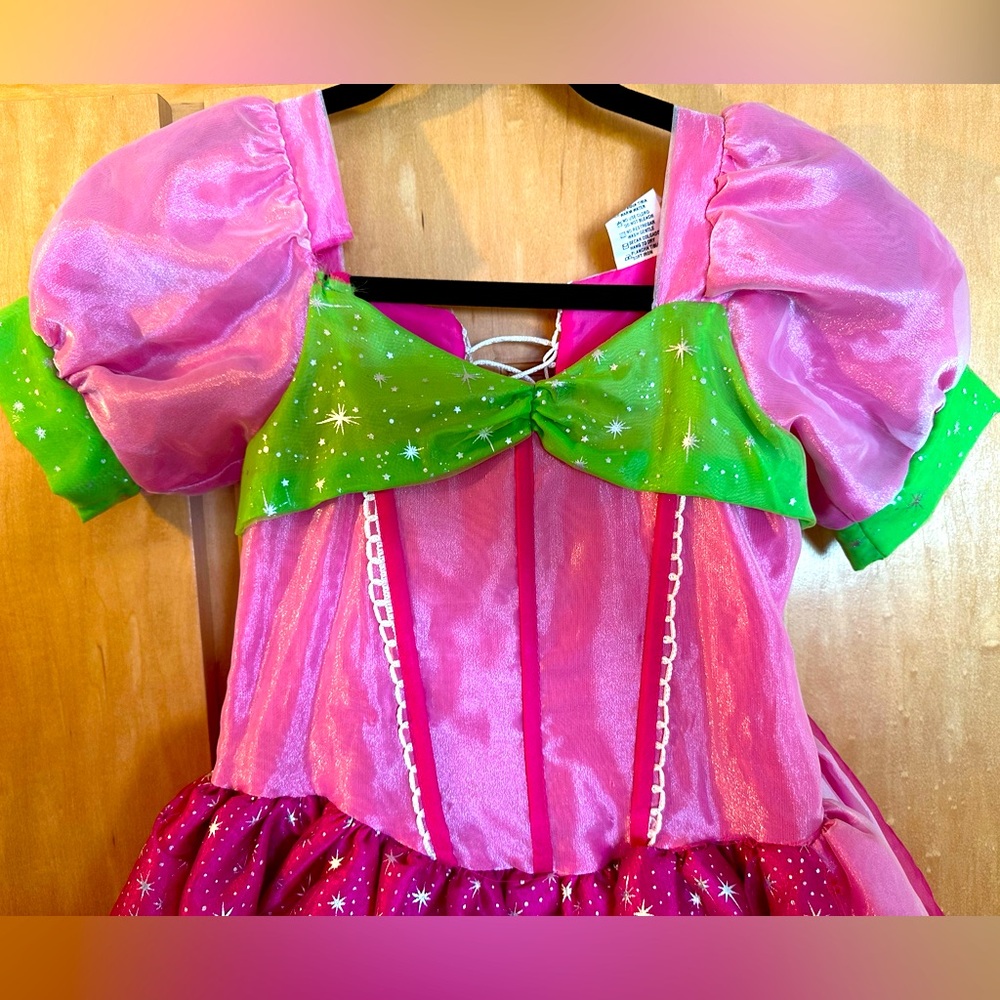👸🏽💖 Magical lace up dress up pink and green princess dress girls size 8 - Picture 3 of 9